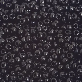 Preciosa Czech Glass, 8/0 Round Seed Bead, Opaque Black (1 Tube)