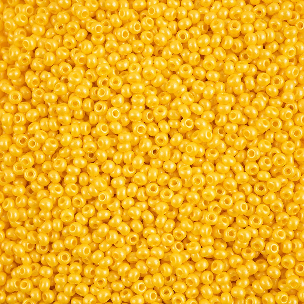 Preciosa Czech Glass, 8/0 Round Seed Bead, PermaLux Dyed Chalk Dark Yellow (1 Tube)