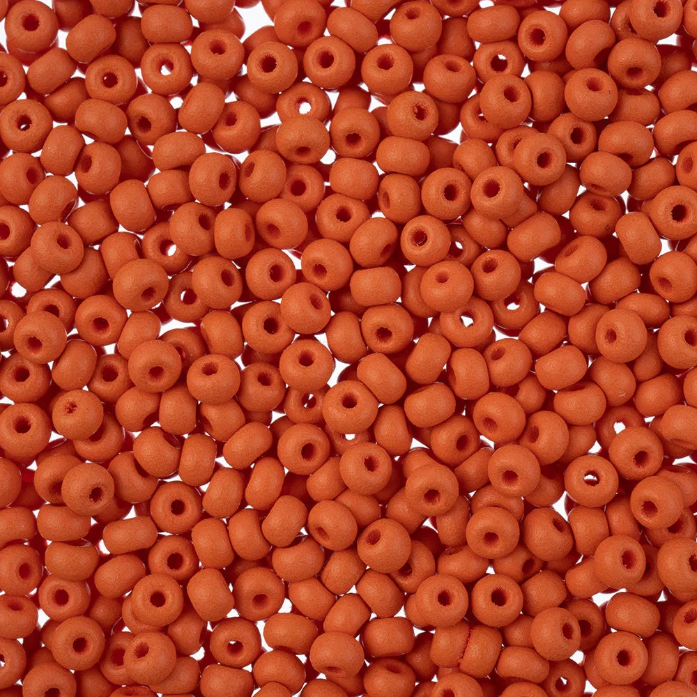 Preciosa Czech Glass, 8/0 Round Seed Bead, PermaLux Dyed Chalk Orange - Matte (1 Tube)