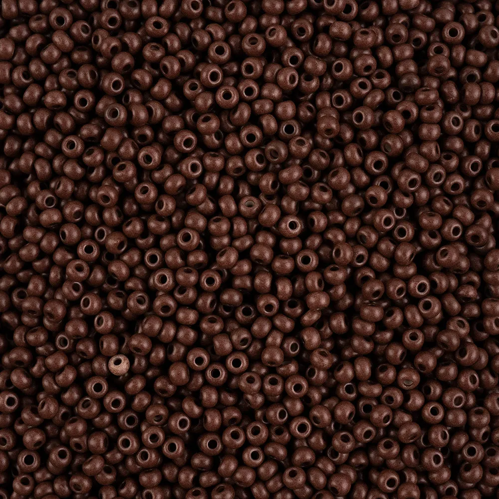 Preciosa Czech Glass, 8/0 Round Seed Bead, Terra Intensive Dark Brown - Matte (1 Tube)