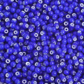 Preciosa Czech Glass, 8/0 Round Seed Bead, White Hearts Cobalt Blue (1 Tube)