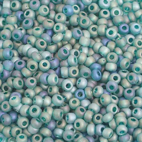 Preciosa Czech Glass, 8/0 Seed Bead, Transparent Green AB - Matte (1 Tube)