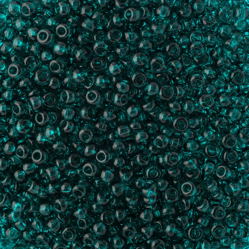 Preciosa Czech Glass, 8/0 Seed Bead, Transparent Teal Green (1 Tube)