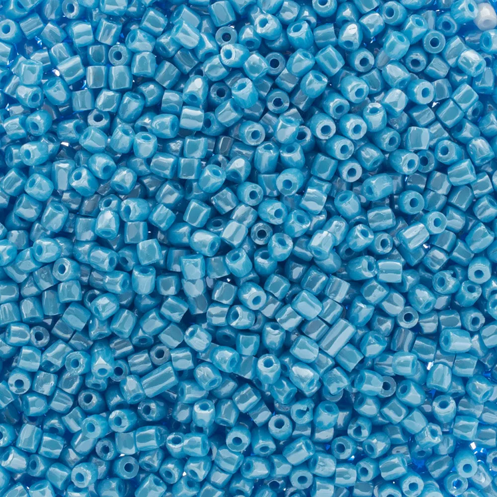 Preciosa Czech Glass, 9/0 Cylinder 3cuts Seed Bead, Opaque Light Blue Luster (1 Tube)