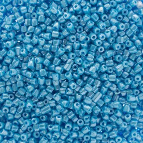 Preciosa Czech Glass, 9/0 Cylinder 3cuts Seed Bead, Opaque Light Blue Luster (1 Tube)