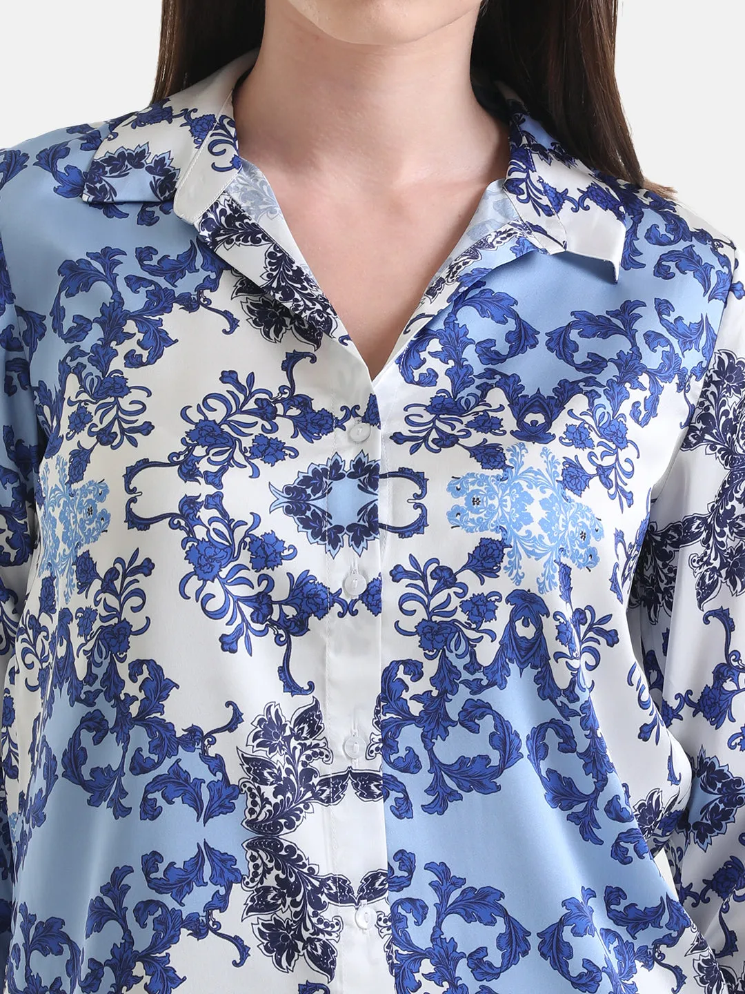 Printed Loose Satin Shirt