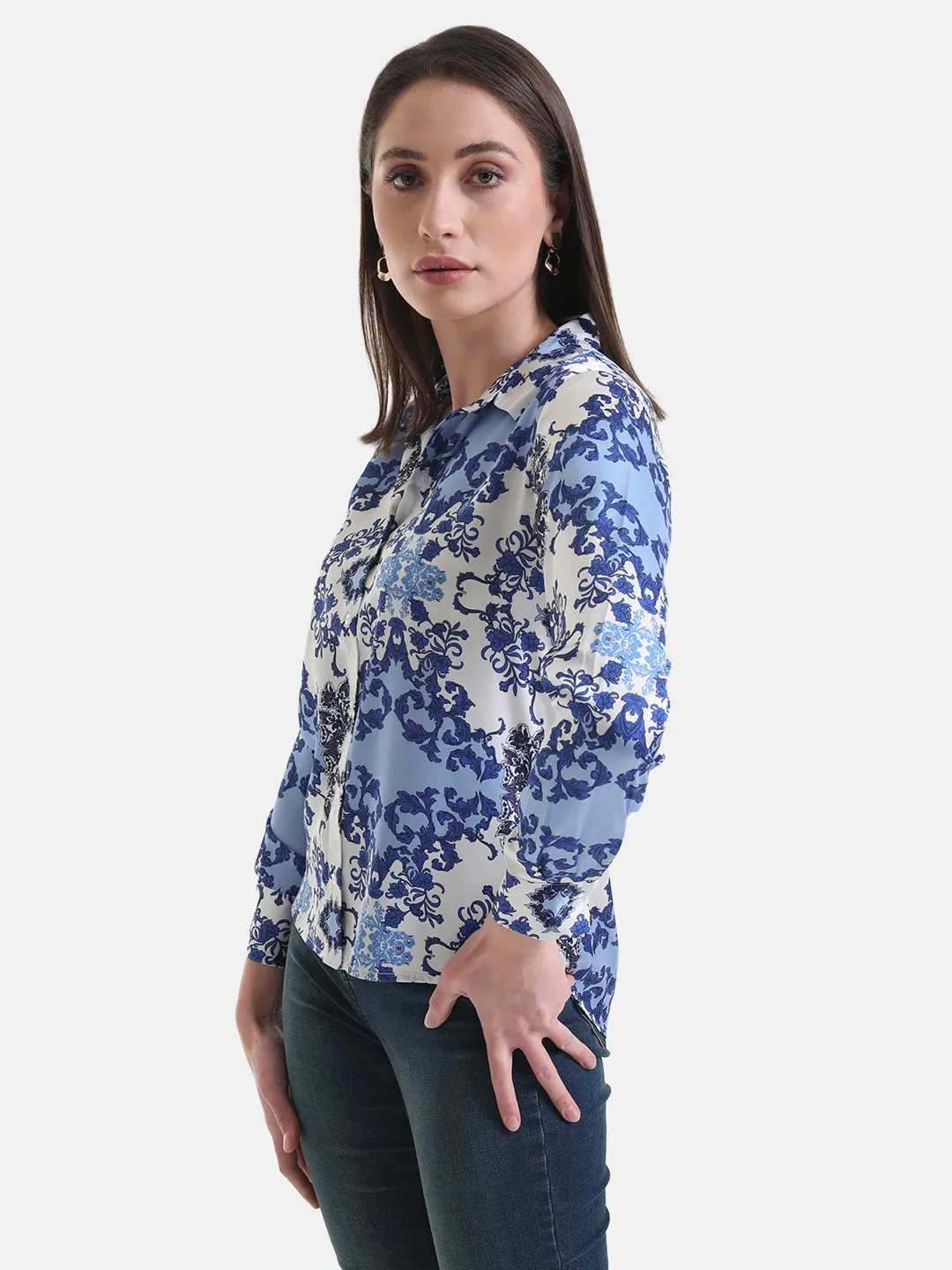 Printed Loose Satin Shirt