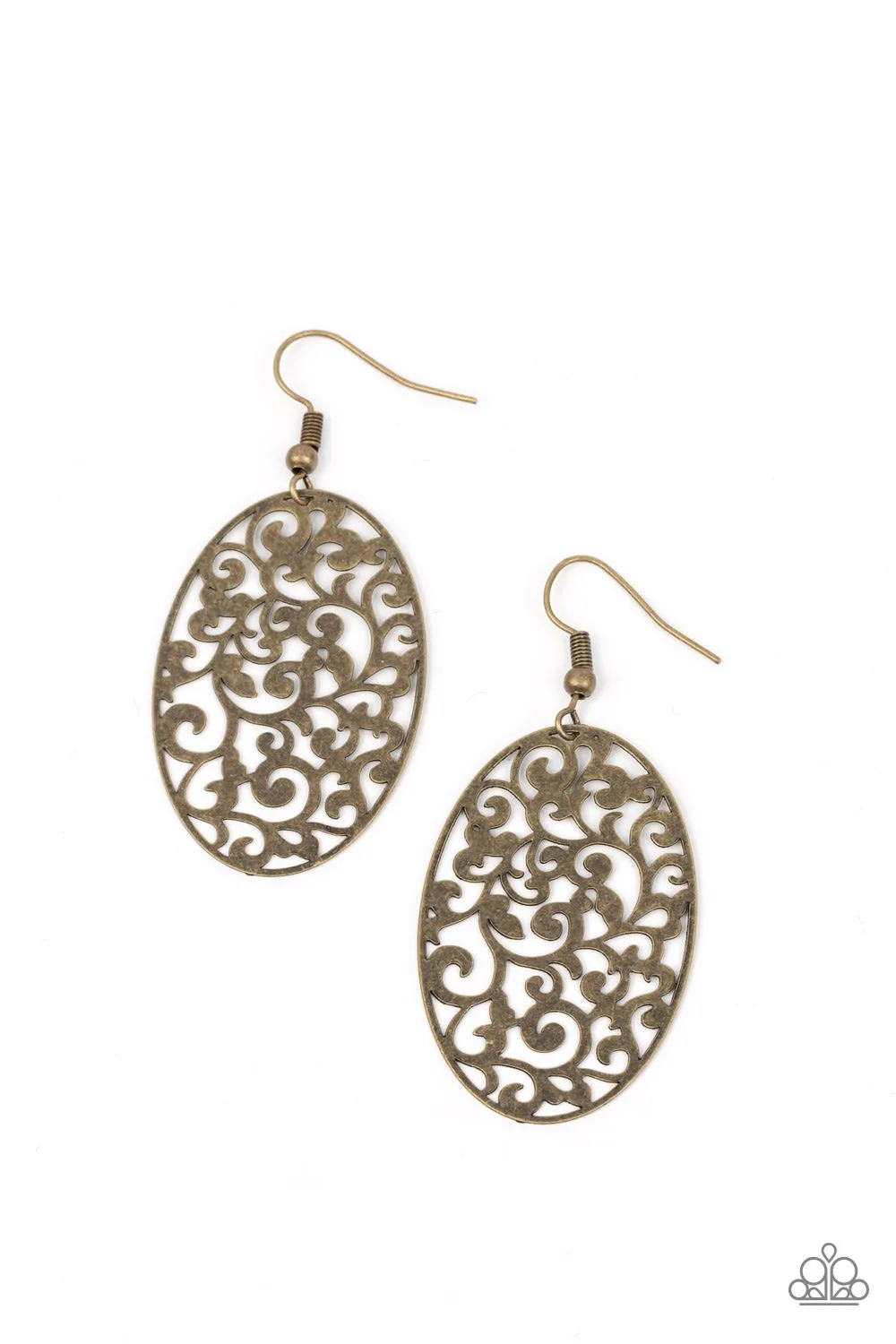 Secret Orchards - Brass ~ Paparazzi Earrings