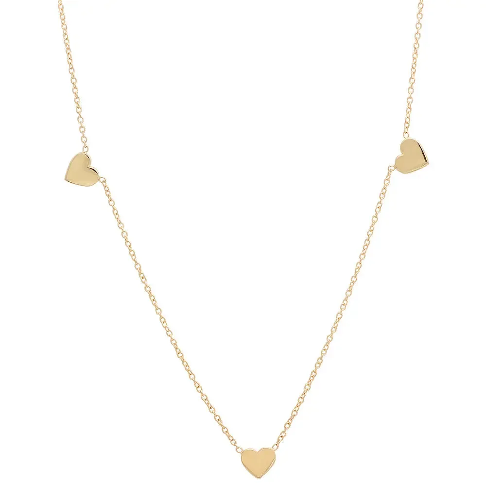 Stylish Hearts Gold Station Necklace