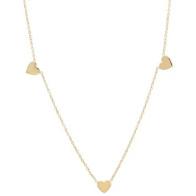 Stylish Hearts Gold Station Necklace