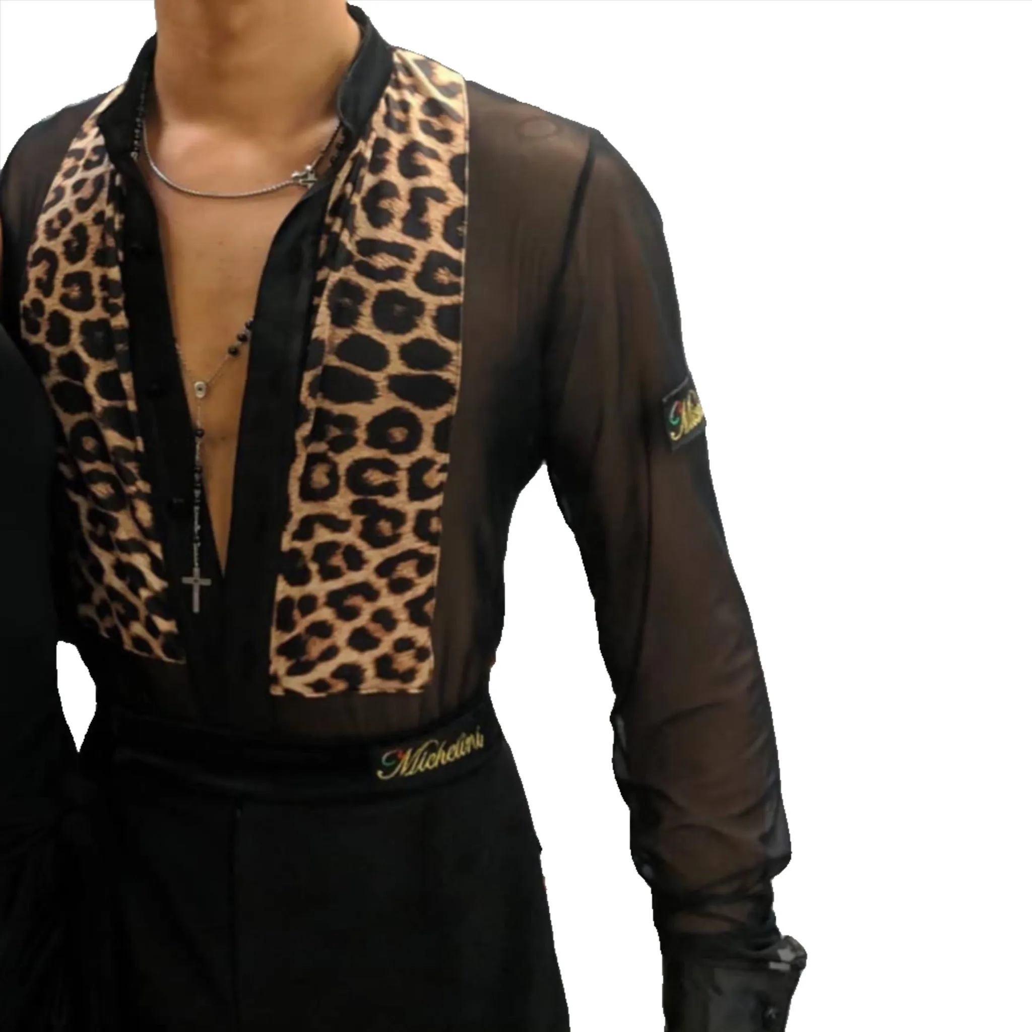 Stylish Leopard Print Dance Shirt