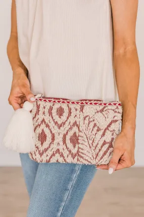 Treasured Forever Tassel Clutch- Rust & Ivory