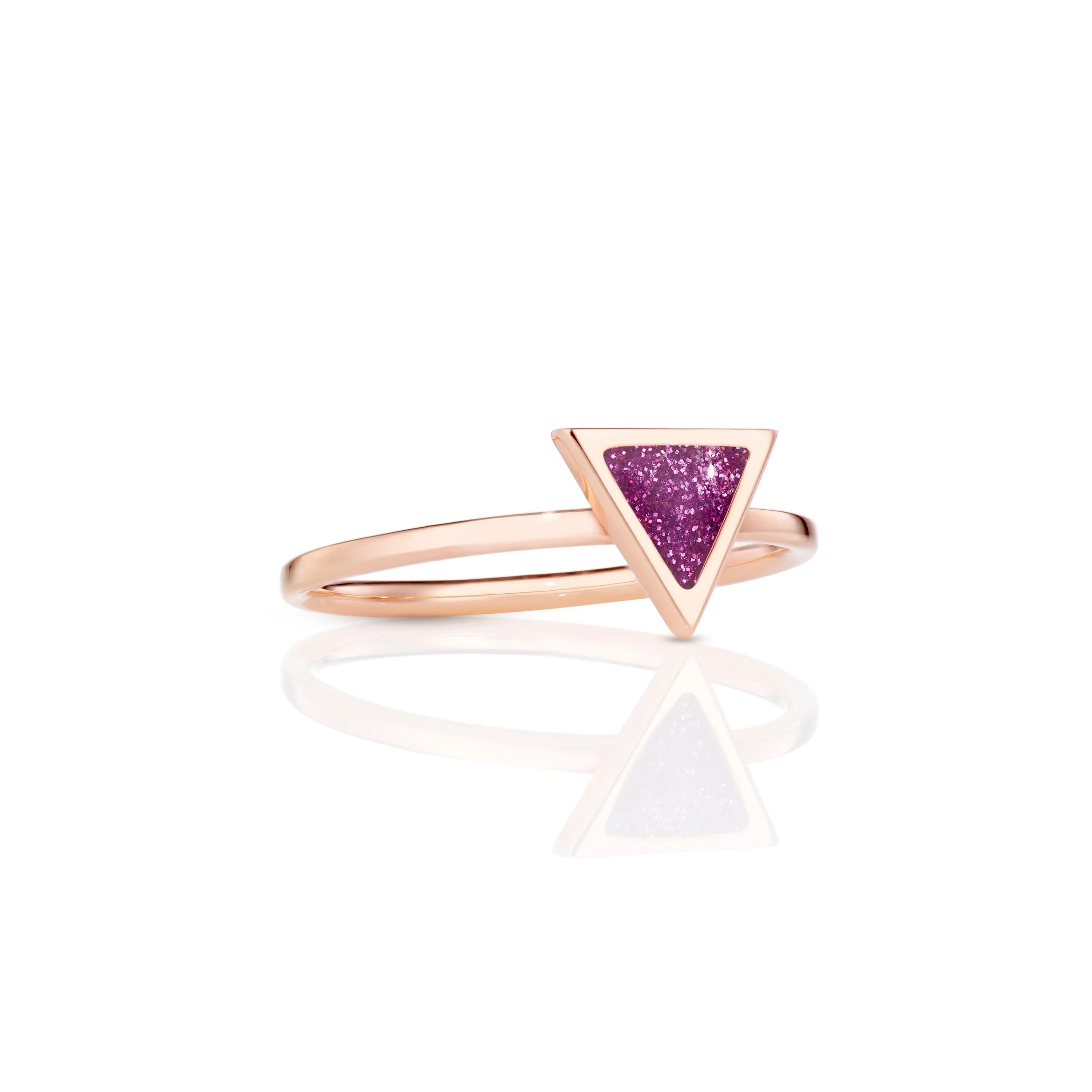 Triangle sticker ring rose gold with enamel