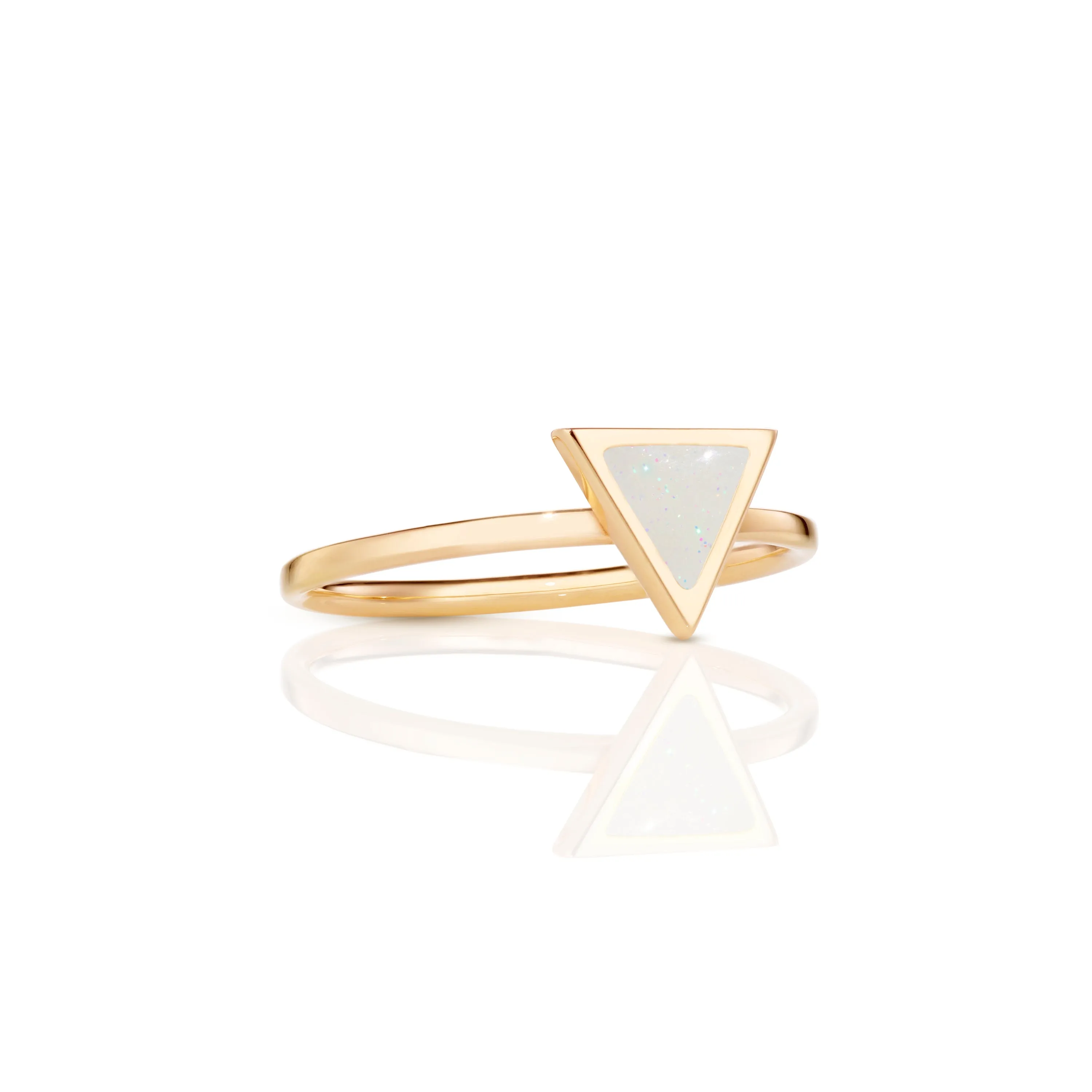 Triangle sticker ring yellow gold with enamel