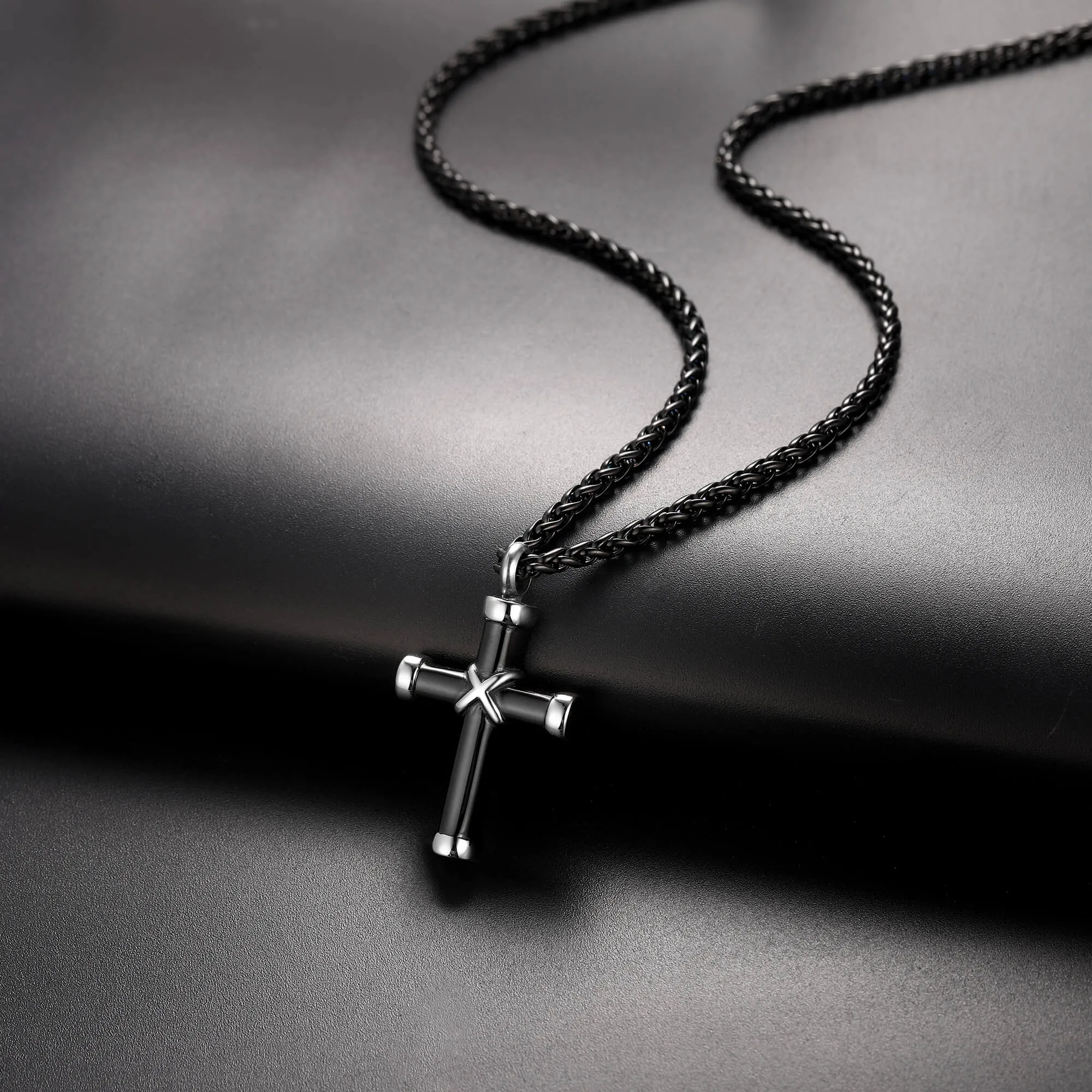 U7 Jewelry Cremation Pendant Engraved Cross Urn Necklace For Ashes