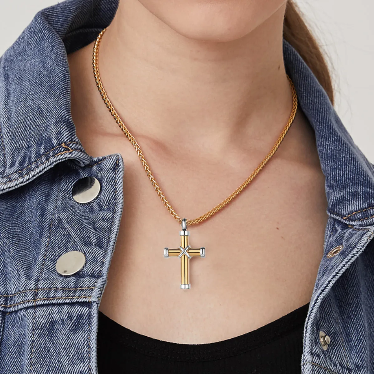 U7 Jewelry Cremation Pendant Engraved Cross Urn Necklace For Ashes