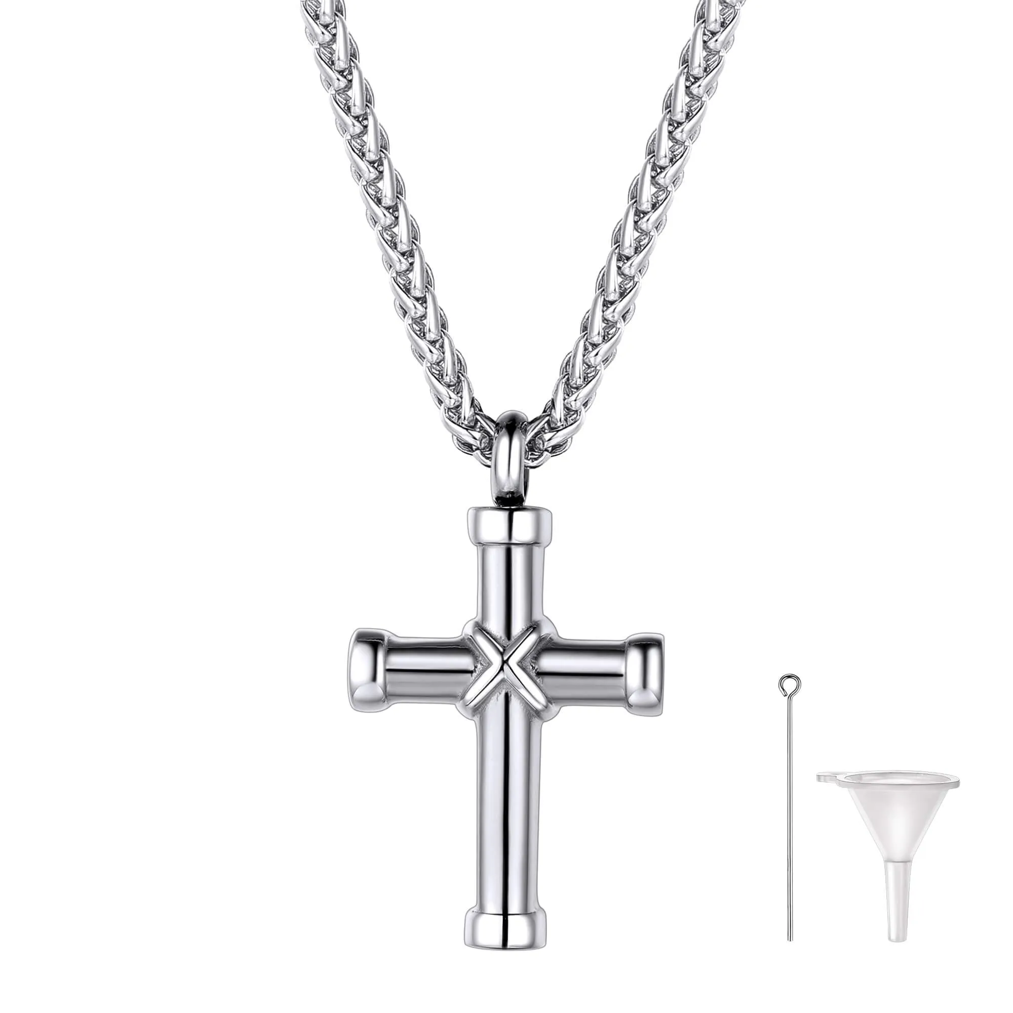 U7 Jewelry Cremation Pendant Engraved Cross Urn Necklace For Ashes