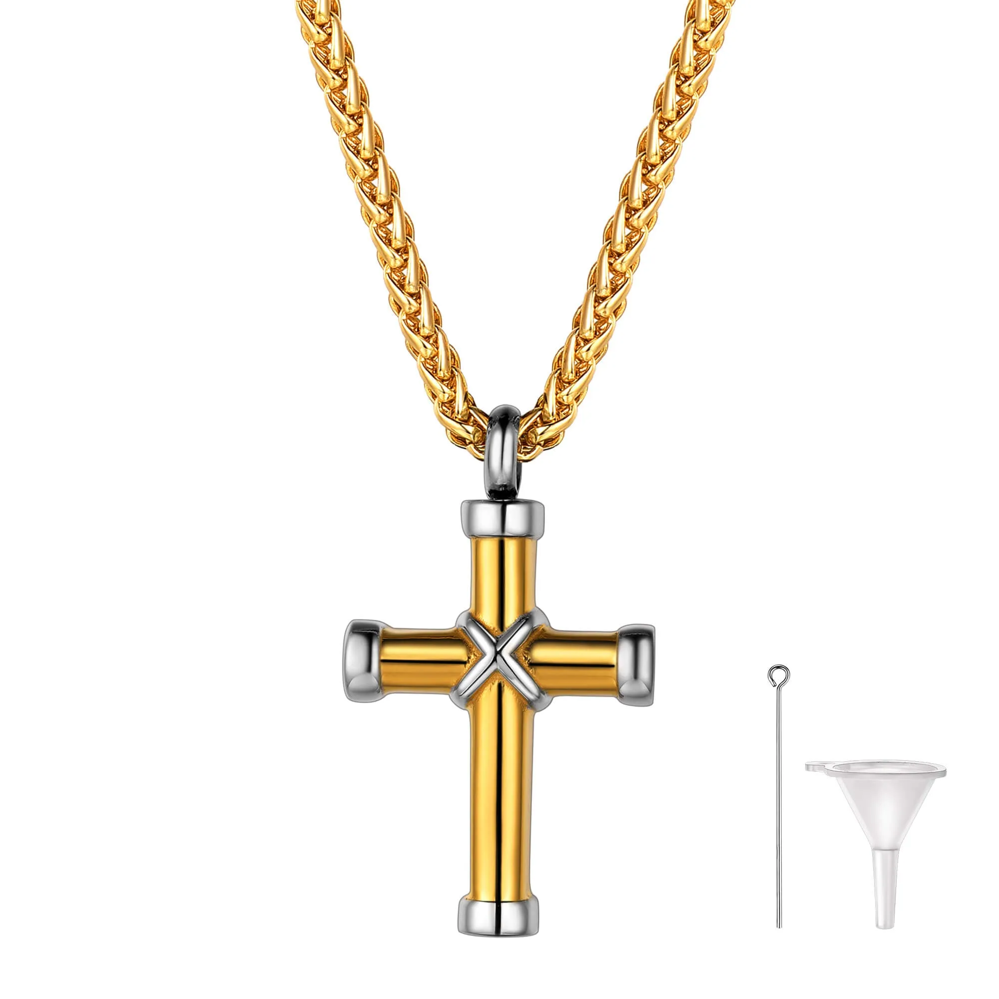 U7 Jewelry Cremation Pendant Engraved Cross Urn Necklace For Ashes