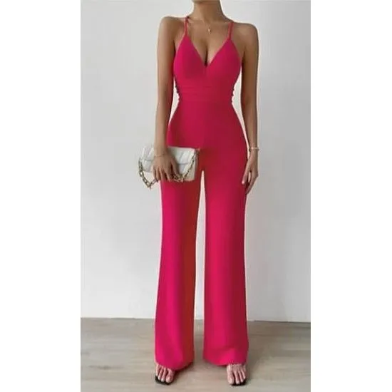 V-Neck Palazzo Jumpsuit