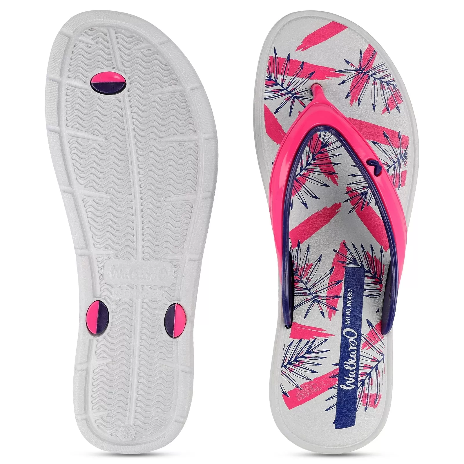 Walkaroo Womens Flip Flop  - WC4857 Grey Pink