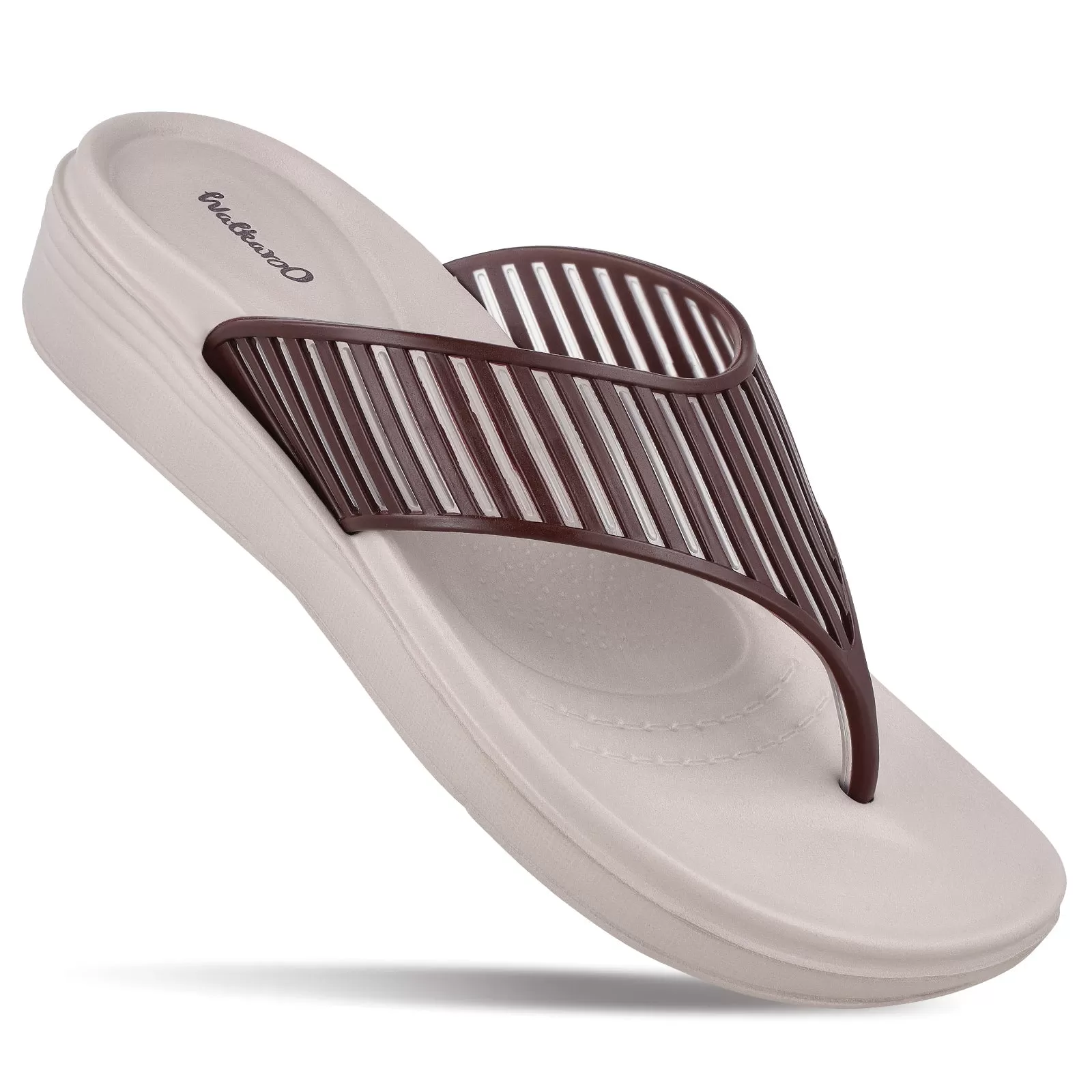 Walkaroo Womens Flip Flop  - WC4866 Cream Brown