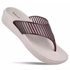 Walkaroo Womens Flip Flop  - WC4866 Cream Brown