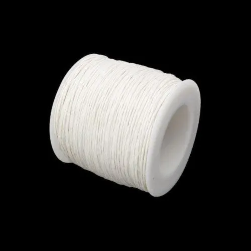 Waxed Cotton Cord, Canvas White, 1mm, 25-Meter Spool