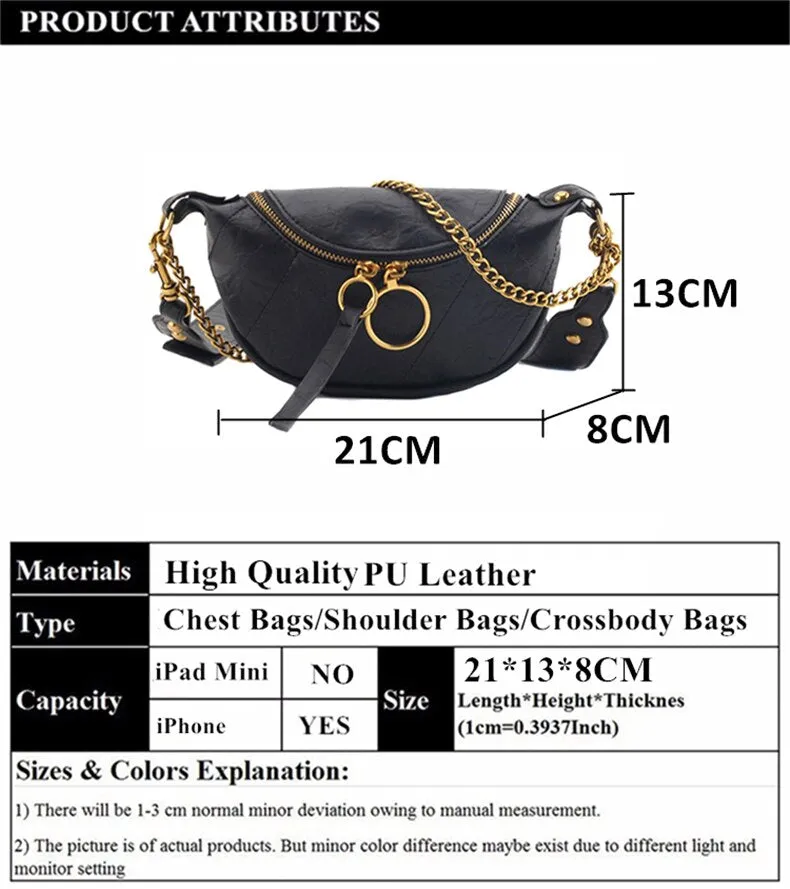 Women's Fashion Wide Strap Chain Handle Crossbody Handbags