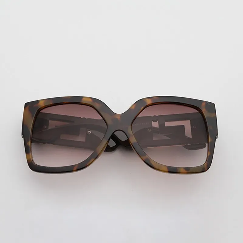 Women's Stylish Square Leopard Color Frame Oversized Sunglasses