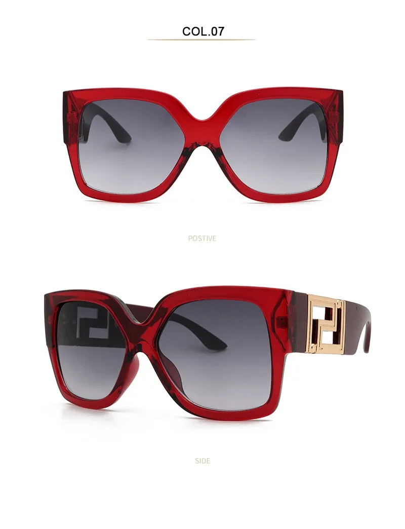 Women's Stylish Square Leopard Color Frame Oversized Sunglasses