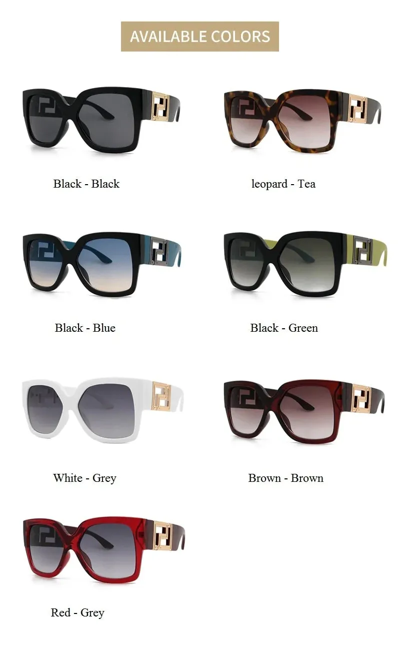 Women's Stylish Square Leopard Color Frame Oversized Sunglasses