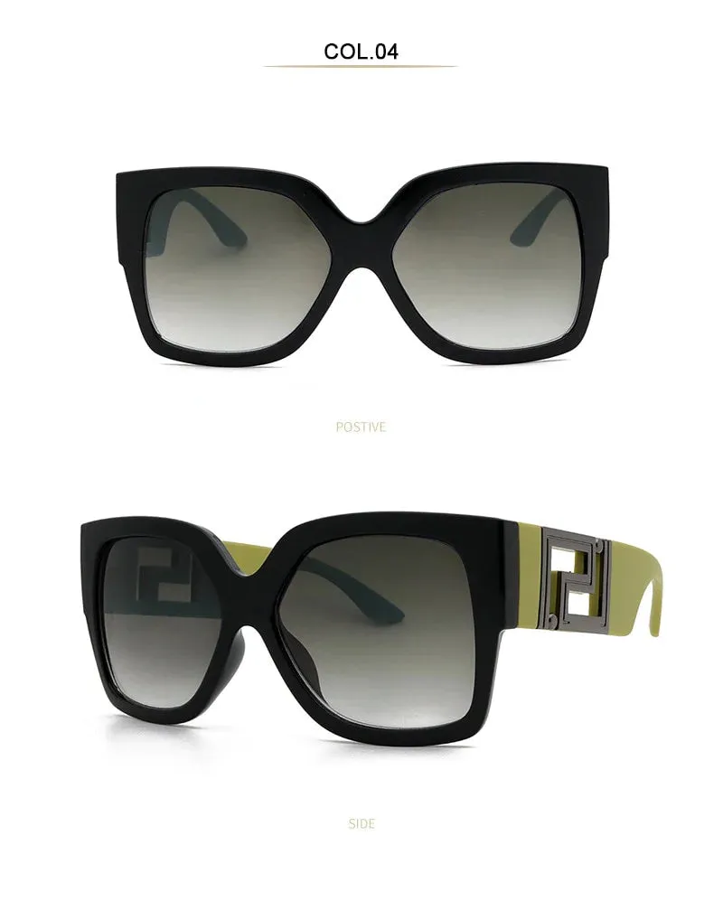 Women's Stylish Square Leopard Color Frame Oversized Sunglasses